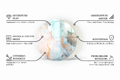 Runde Glasbodenplatte Kamin Rostabdruck auf Metalloberfläche