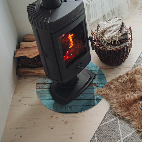 Runde Funkenschutzplatte aus Glas Rustikale Dielen im Naturstil