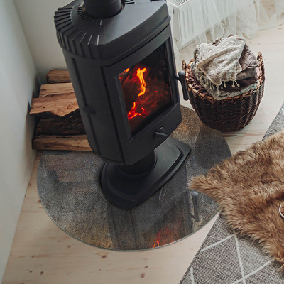 Runde Glasplatte für Kaminofen Abstraktes Muster mit unterschiedlichen Texturen