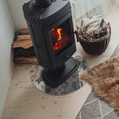 Runde Glasbodenplatte Kamin Mosaikmuster in gefliesten Formen