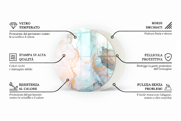 Runde Glasbodenplatte Kamin Mosaikmuster in gefliesten Formen