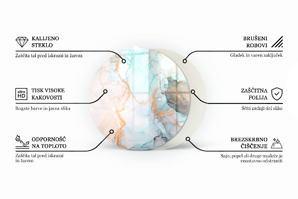 Runde Glasbodenplatte Kamin Mosaikmuster in gefliesten Formen