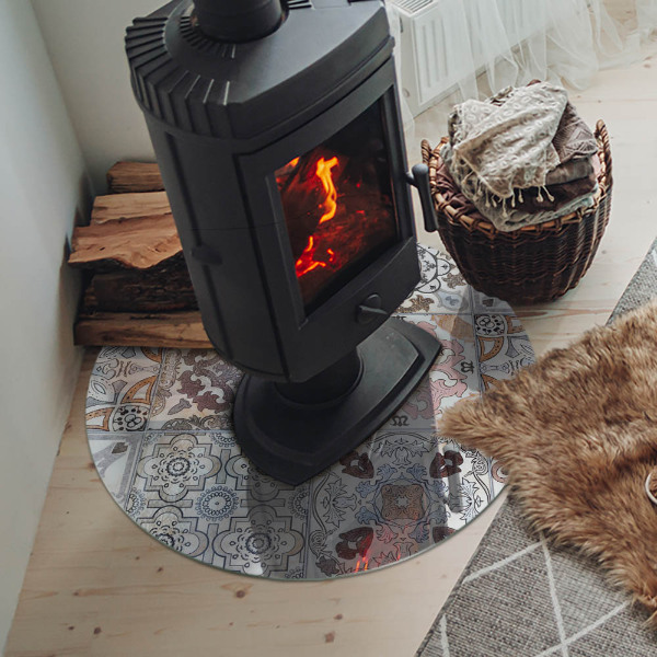 Runde Funkenschutzplatte aus Glas Mosaikmuster in Fliesen