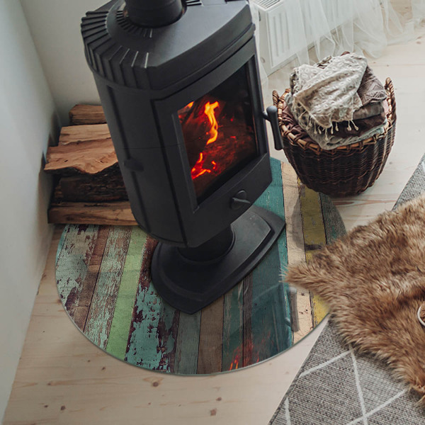 Runde Glasplatte für Kaminofen Platinenfarben in verschiedenen Farbtönen