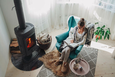 Runde Glasbodenplatte Kamin Muster der Gesteinsstruktur