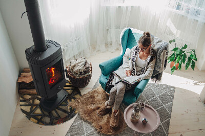 Runde Funkenschutzplatte aus Glas Moderne Formen mit Holzakzenten