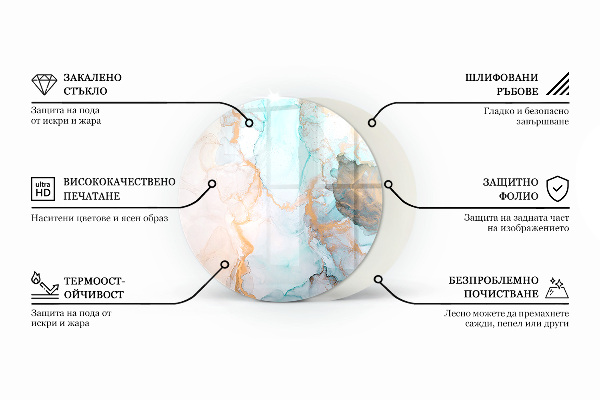 Runde Glasplatte für Kaminofen Geometrische Abstraktion in Formen