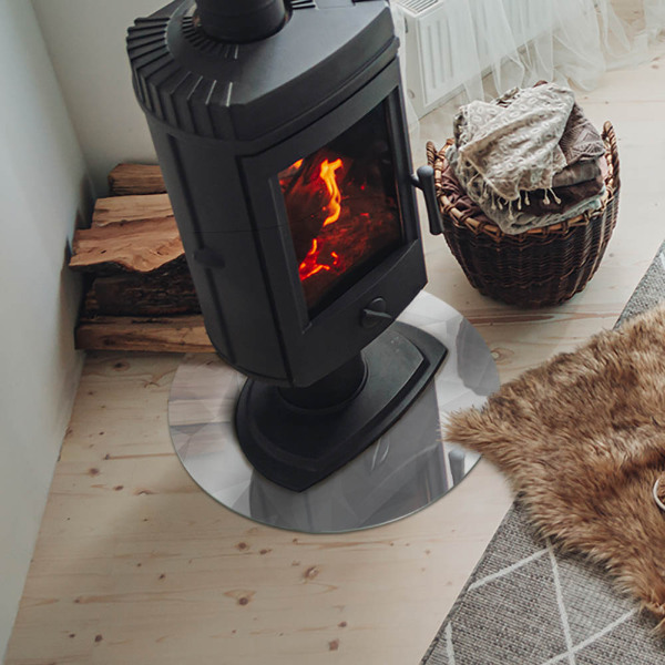 Runde Glasplatte für Kaminofen Geometrische Abstraktion in Formen