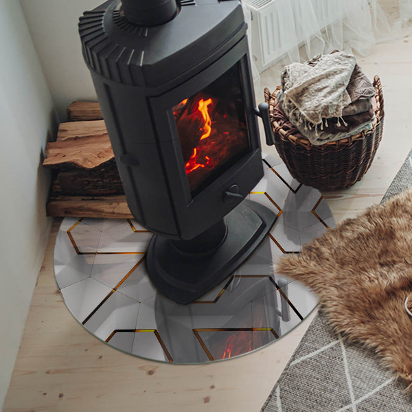 Runde Glasplatte für Kaminofen Muster dreidimensionaler Formen