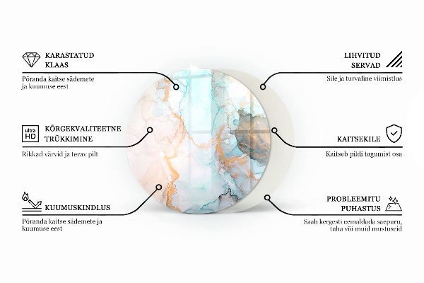 Runde Glasbodenplatte Kamin Rostmuster im Hintergrund