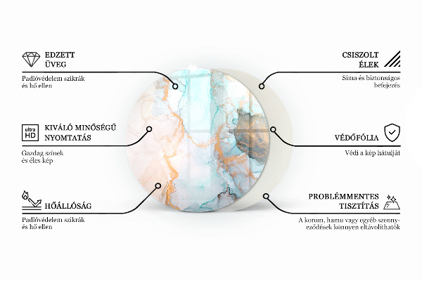 Runde Funkenschutzplatte aus Glas Abstraktes Texturmotiv