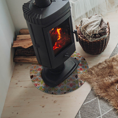 Runde Glasplatte für Kaminofen Polygonale Muster im Web