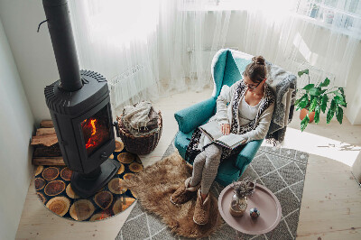 Runde Funkenschutzplatte aus Glas Schachtel mit Holzrahmen