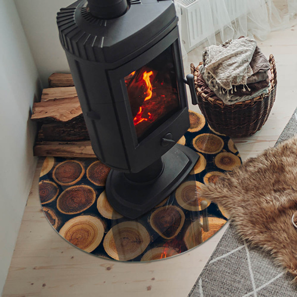 Runde Funkenschutzplatte aus Glas Schachtel mit Holzrahmen