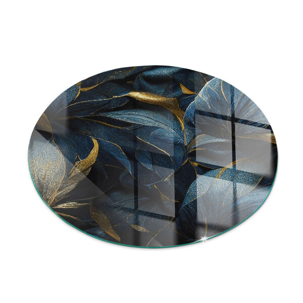 Runde Glasplatte für Kaminofen Stilvolle Blätter in der Struktur