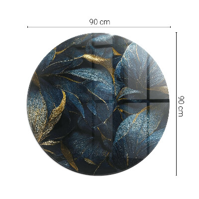 Runde Glasplatte für Kaminofen Stilvolle Blätter in der Struktur