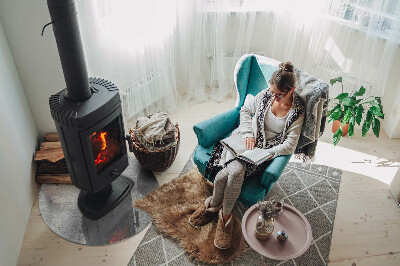 Runde Glasplatte für Kaminofen Sichtbeton im minimalistischen Stil