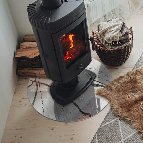 Runde Funkenschutzplatte aus Glas Marmoradern in elegantem Stil