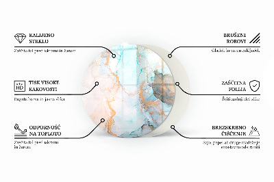 Runde Funkenschutzplatte aus Glas Marmoradern in elegantem Stil