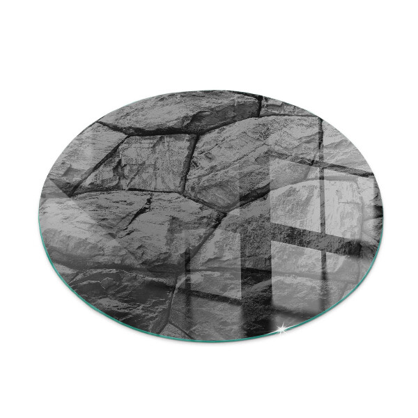 Runde Glasplatte für Kaminofen Steinoptik in natürlicher Ausführung