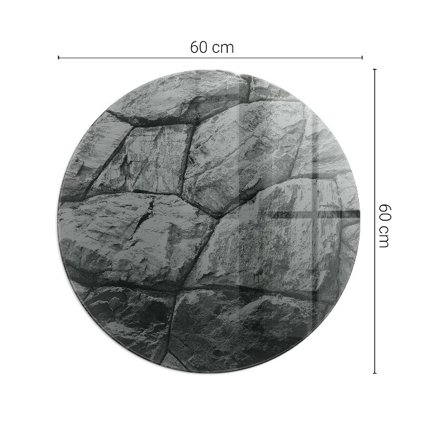 Runde Glasplatte für Kaminofen Steinoptik in natürlicher Ausführung