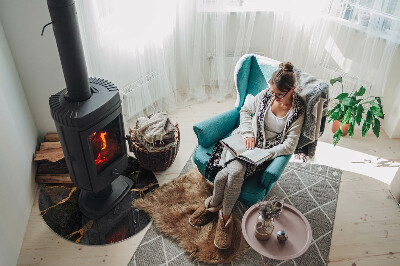 Runde Glasbodenplatte Kamin Marmoroptik mit feiner Maserung