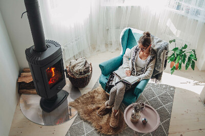 Runde Funkenschutzplatte aus Glas Steinmotiv