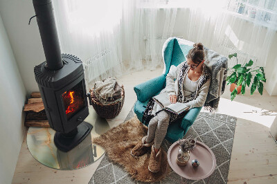 Runde Glasplatte für Kaminofen Abstraktes Marmormotiv