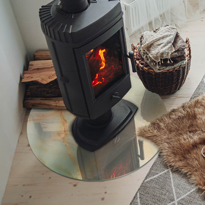 Runde Glasplatte für Kaminofen Abstraktes Marmormotiv