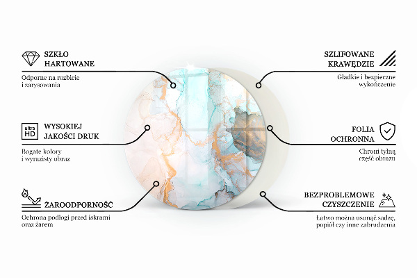 Runde Glasbodenplatte Kamin Florale Details in voller Blüte