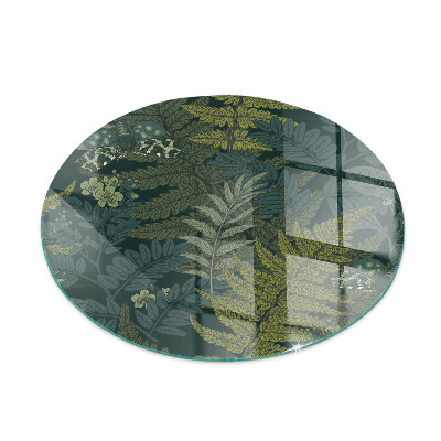 Runde Funkenschutzplatte aus Glas Pflanzenmuster mit Schmetterlingen