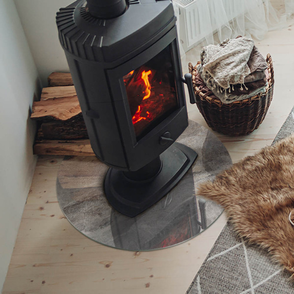 Runde Glasbodenplatte Kamin Stein-inspiriertes Muster