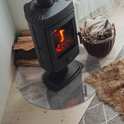 Runde Glasbodenplatte Kamin Stein-inspiriertes Muster