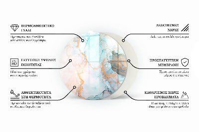 Runde Glasbodenplatte Kamin Steinmuster mit kleinen Akzenten