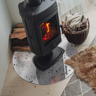 Runde Glasbodenplatte Kamin Steinmuster mit kleinen Akzenten