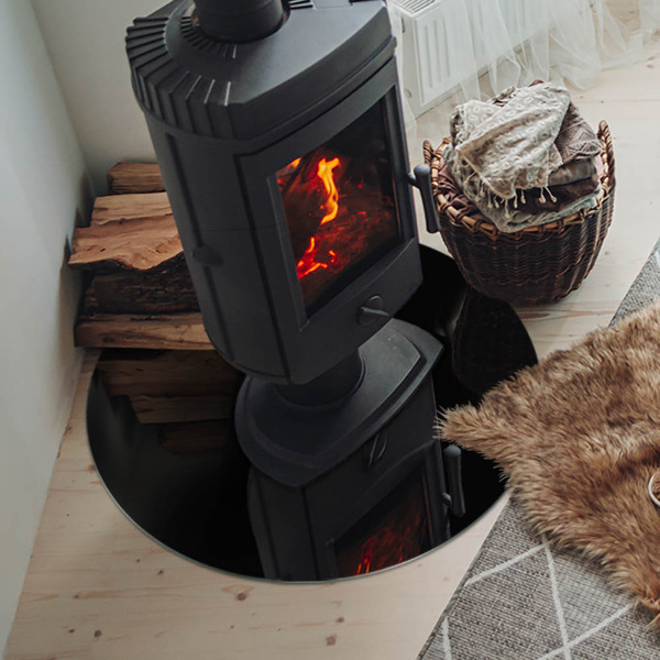 Runde Glasbodenplatte Kamin Farbe: Schwarz