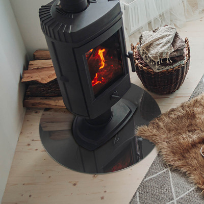 Runde Glasplatte für Kaminofen Farbe: Graubraun