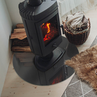 Runde Glasplatte für Kaminofen Farbe: Graubraun