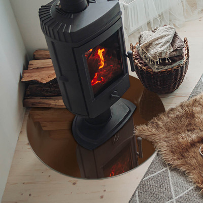 Runde Glasbodenplatte Kamin Farbe Braun