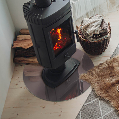 Runde Glasbodenplatte Kamin Farbe Beige