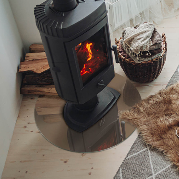 Runde Funkenschutzplatte aus Glas Farbe Braun