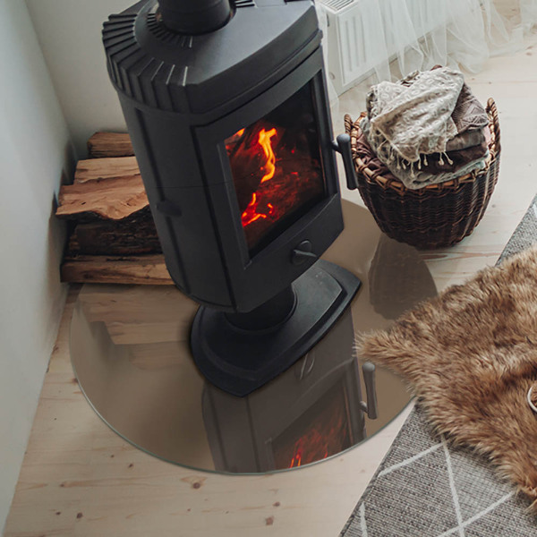 Runde Funkenschutzplatte aus Glas Farbe Braun