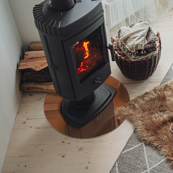 Runde Glasbodenplatte Kamin Farbe Braun