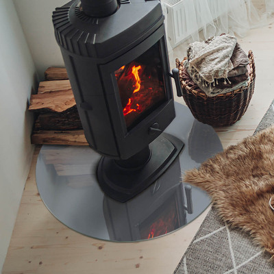 Runde Funkenschutzplatte aus Glas Farbe Grau