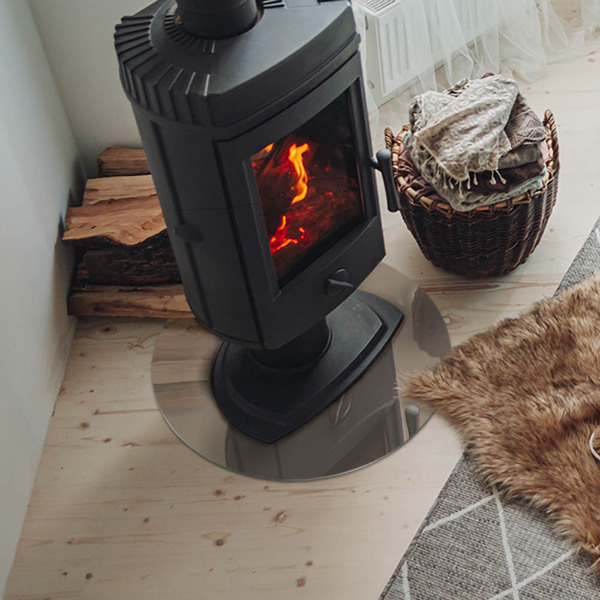 Runde Glasplatte für Kaminofen Farbe Braun