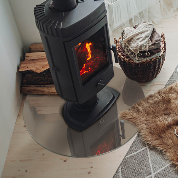 Runde Glasplatte für Kaminofen Farbe Braun