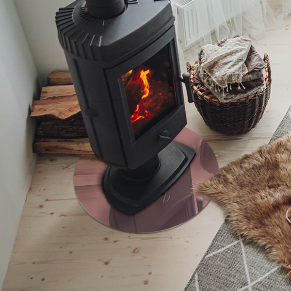 Runde Glasbodenplatte Kamin Farbe Rosa