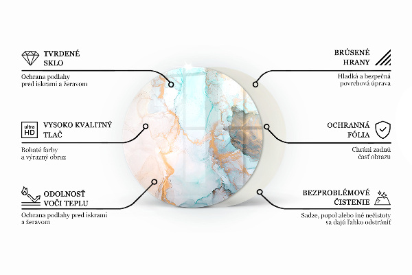 Runde Glasbodenplatte Kamin Farbe Rosa