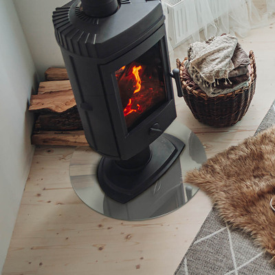 Runde Funkenschutzplatte aus Glas Farbe Graugrün