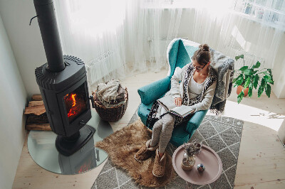 Runde Glasplatte für Kaminofen Farbe Hellgrün